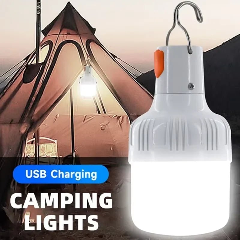 1PC Outdoor USB Rechargeable LED Lamp Bulbs 60W Emergency Light Hook Up Camping Fishing Portable Lantern Night Lights LT014 - Corkscrew Kid