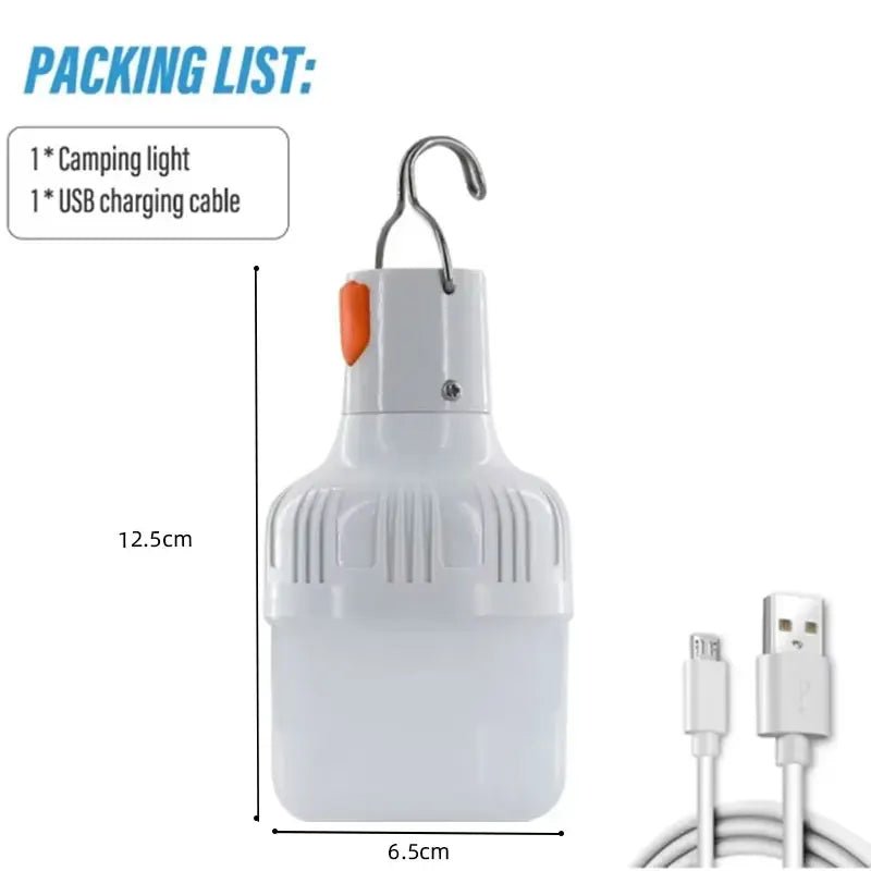 1PC Outdoor USB Rechargeable LED Lamp Bulbs 60W Emergency Light Hook Up Camping Fishing Portable Lantern Night Lights LT014 - Corkscrew Kid