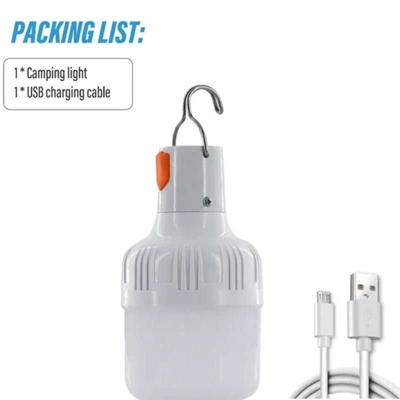1PC Outdoor USB Rechargeable LED Lamp Bulbs 60W Emergency Light Hook Up Camping Fishing Portable Lantern Night Lights LT014 - Corkscrew Kid