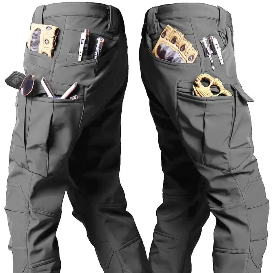 2026 Men Winter Waterproof Climbing SkiingTrekking Fleece Fishing Tactical Sharkskin Cargo Pants Jackets Camping Hiking Trousers - Corkscrew Kid