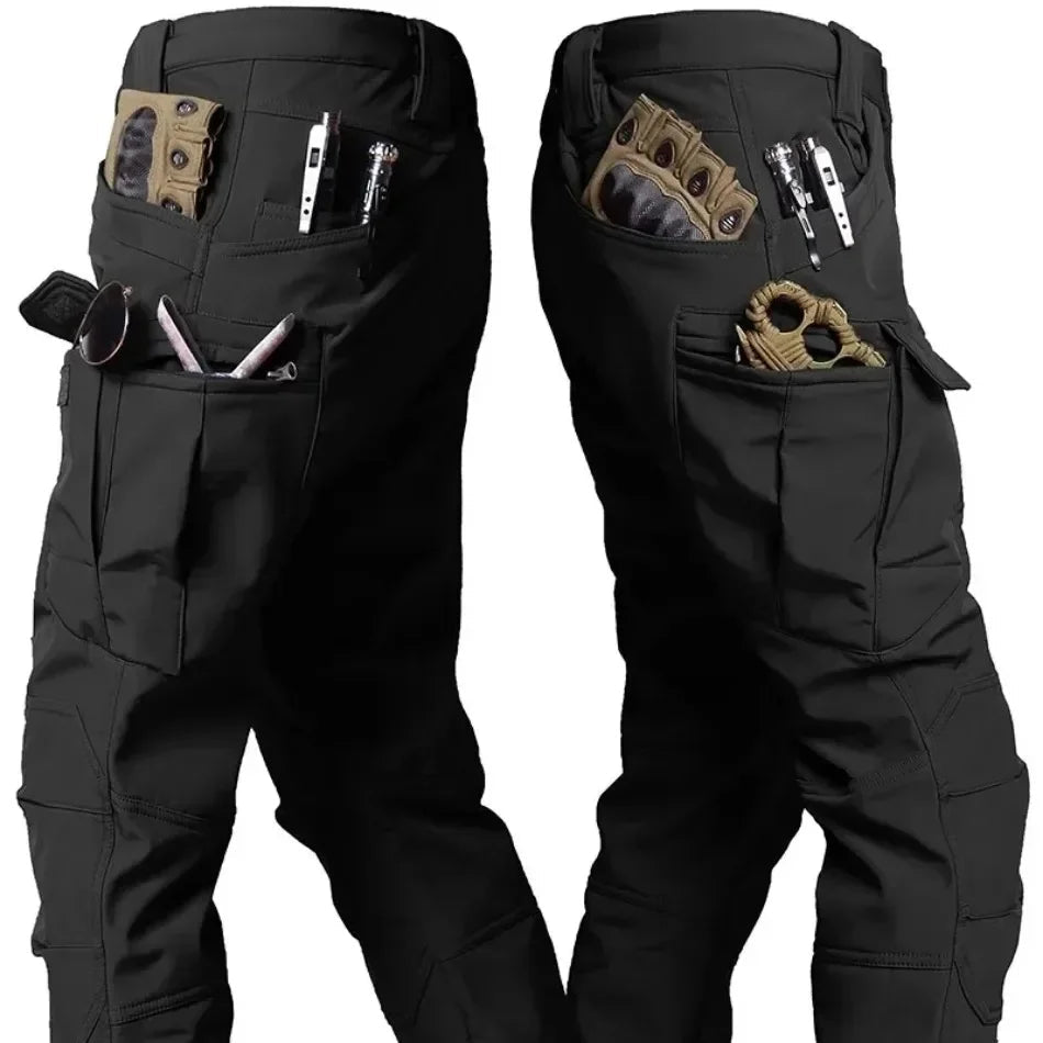 2026 Men Winter Waterproof Climbing SkiingTrekking Fleece Fishing Tactical Sharkskin Cargo Pants Jackets Camping Hiking Trousers - Corkscrew Kid