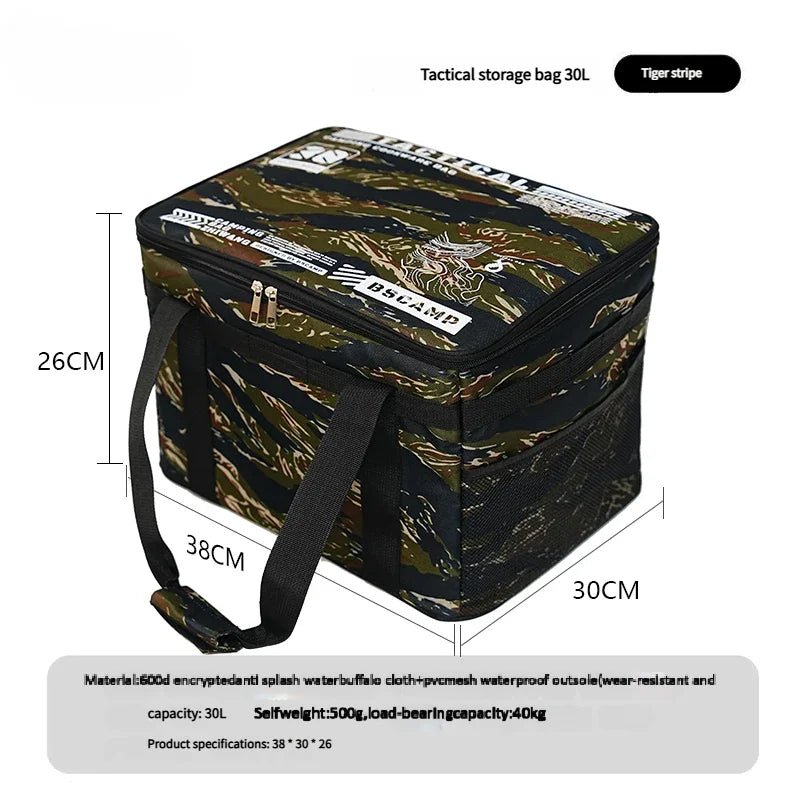 30-42L Tactical Camping Storage Bag Insulated Folding Box Waterproof Picnic Tableware Field Equipment Outdoor Gear Organizer - Corkscrew Kid