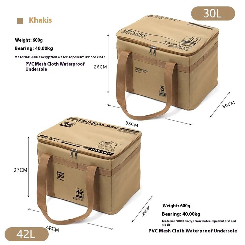 30-42L Tactical Camping Storage Bag Insulated Folding Box Waterproof Picnic Tableware Field Equipment Outdoor Gear Organizer - Corkscrew Kid