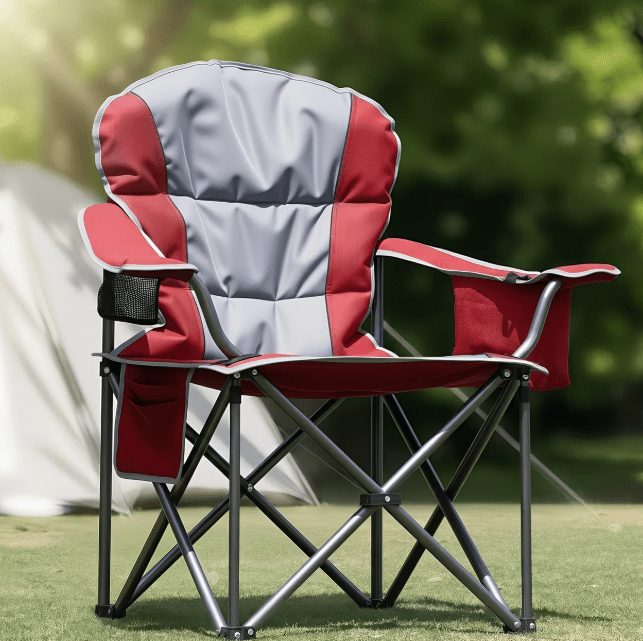 500 lbs Heavy Duty Folding Camping Chair w/ Cup Holder & Cooler Bag | Portable Outdoor Beach Seat - Corkscrew Kid