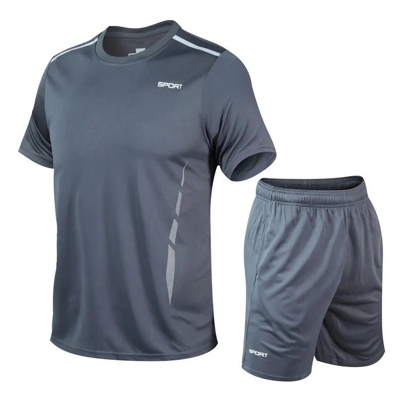 CHRLCK Men's Quick Drying Running Sets Breathable Hiking Fishing T-Shirt Short Soft Elasticity Gym Fitness Suits Outdoor Sports - Corkscrew Kid