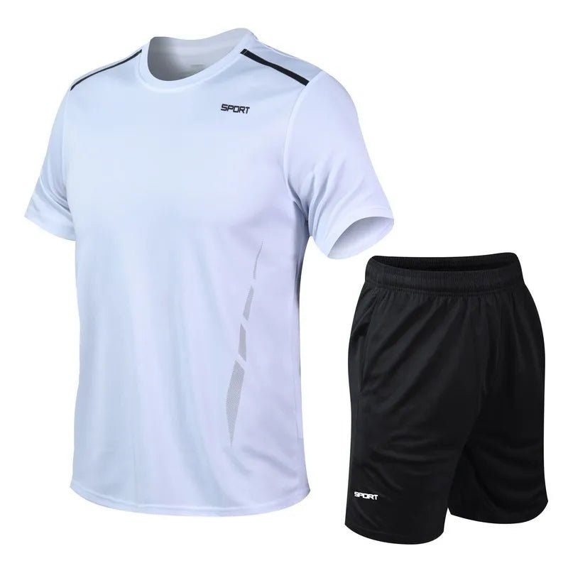 CHRLCK Men's Quick Drying Running Sets Breathable Hiking Fishing T-Shirt Short Soft Elasticity Gym Fitness Suits Outdoor Sports - Corkscrew Kid