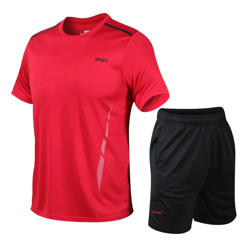 CHRLCK Men's Quick Drying Running Sets Breathable Hiking Fishing T-Shirt Short Soft Elasticity Gym Fitness Suits Outdoor Sports - Corkscrew Kid