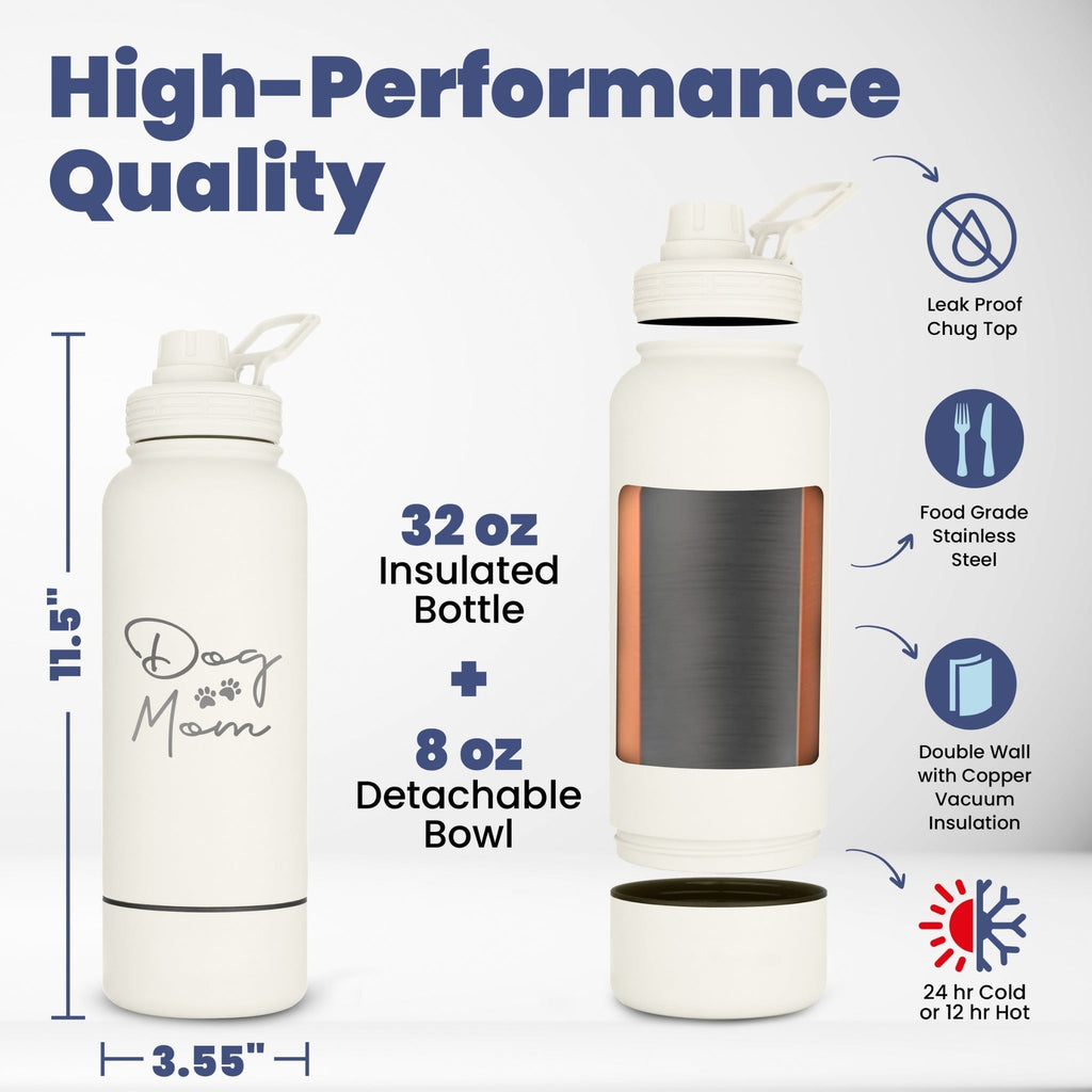 Dog + Human Water Bottle with Detachable Dog Bowl - Corkscrew Kid