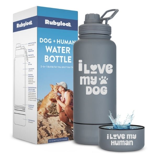 Dog + Human Water Bottle with Detachable Dog Bowl - Corkscrew Kid