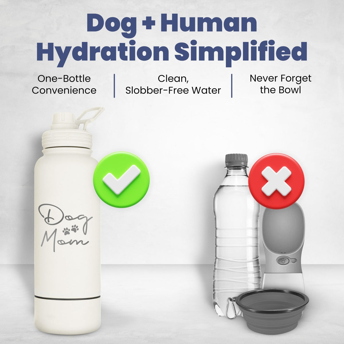 Dog + Human Water Bottle with Detachable Dog Bowl - Corkscrew Kid