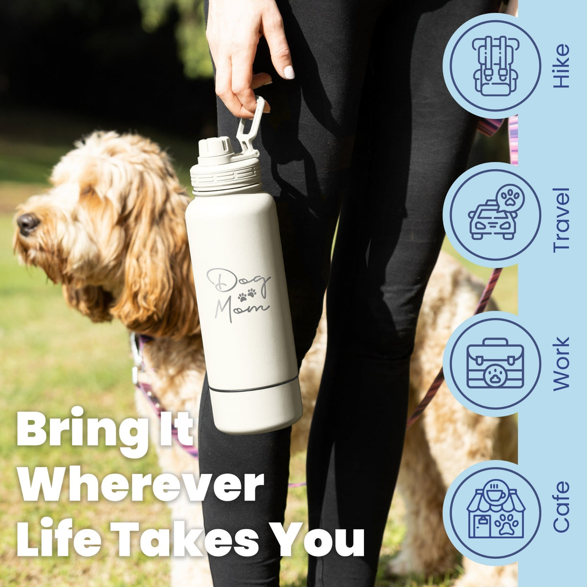 Dog + Human Water Bottle with Detachable Dog Bowl - Corkscrew Kid