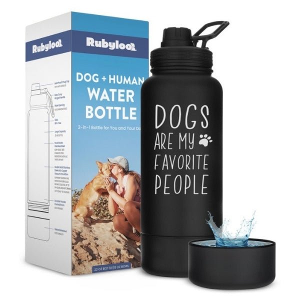 Dog + Human Water Bottle with Detachable Dog Bowl - Corkscrew Kid