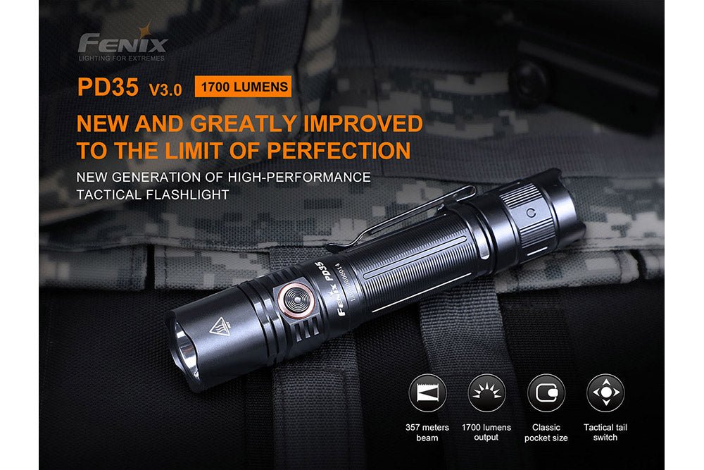 Fenix PD35 V3.0 Everyday Carry Flashlight - 1700 Lumens - Corkscrew Kid