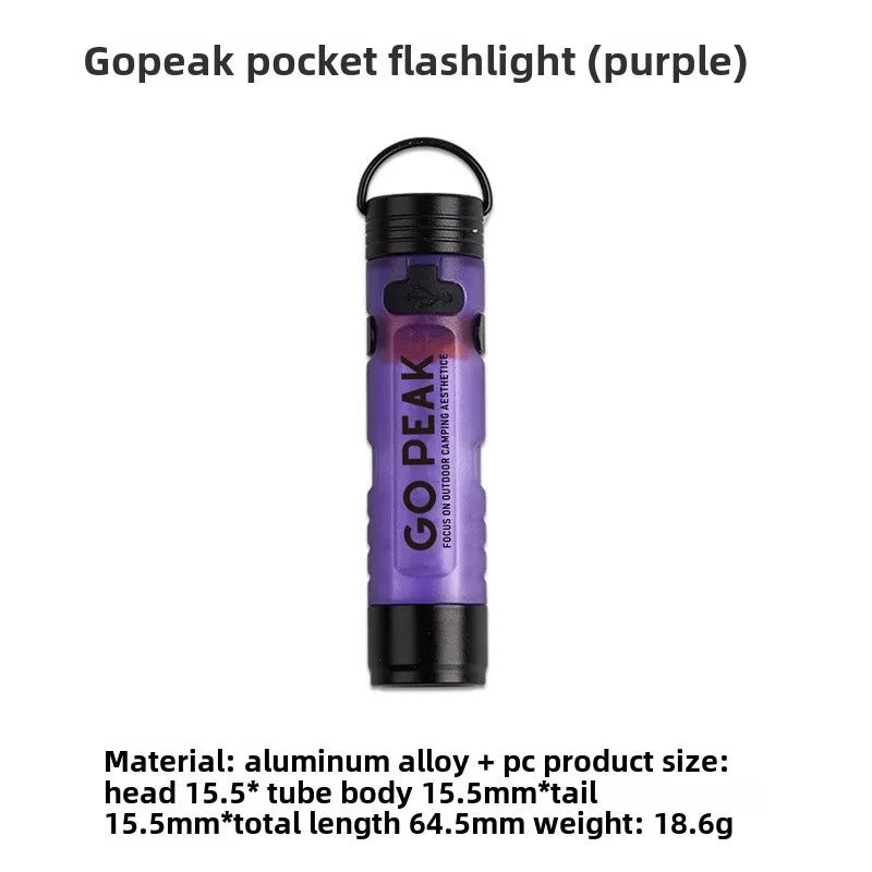Gopeak Mini Pocket LED Flashlight USB Rechargeable Torch Keychain Clip Cap Light Long Endurance Emergency Hiking Camping Outdoor - Corkscrew Kid