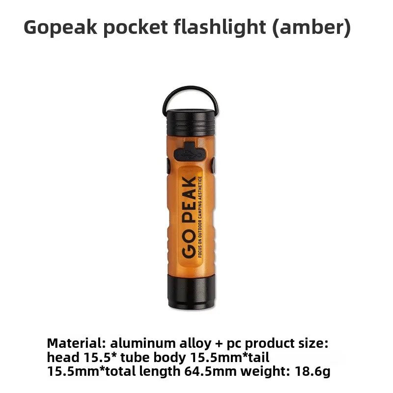 Gopeak Mini Pocket LED Flashlight USB Rechargeable Torch Keychain Clip Cap Light Long Endurance Emergency Hiking Camping Outdoor - Corkscrew Kid