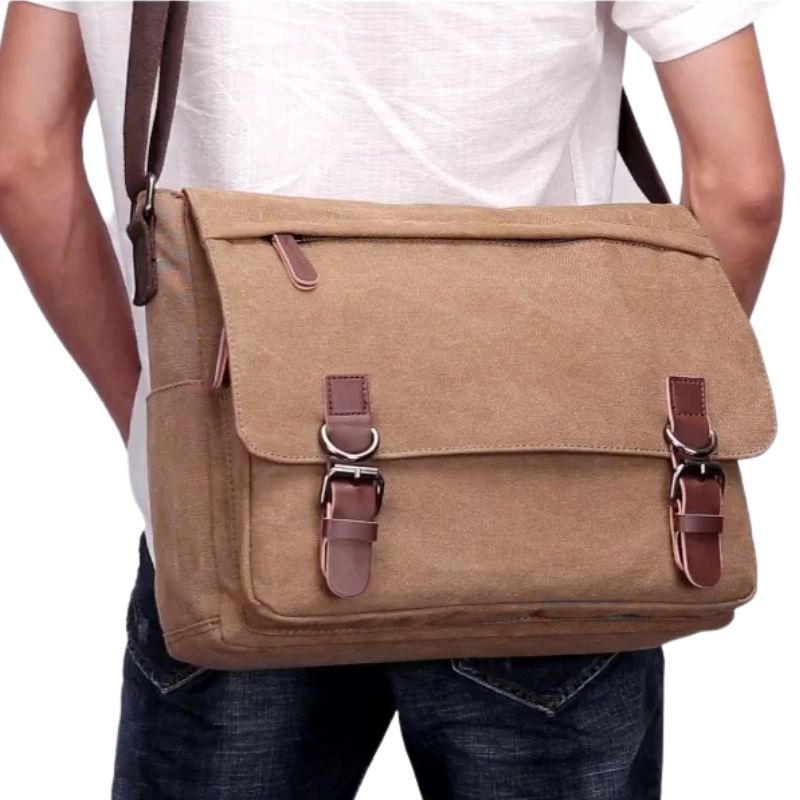Large Waxed Canvas Messenger Bag - Corkscrew Kid