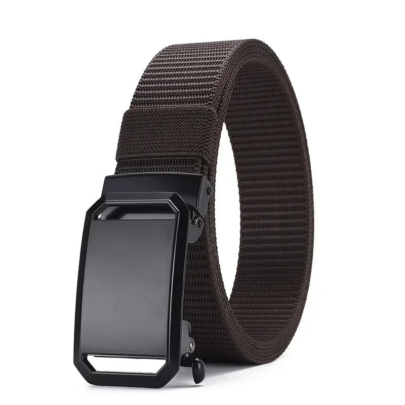 New Automatic Buckle Belt, Canvas Tactical Workwear Casual Outdoor Military Training Pants Belt For Men - Corkscrew Kid