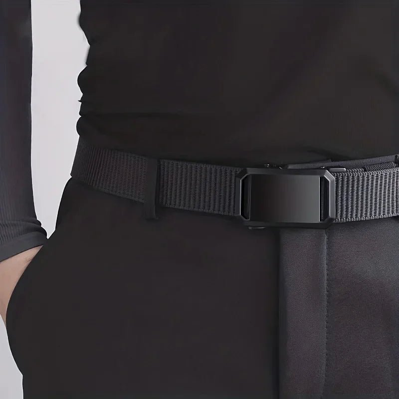 New Automatic Buckle Belt, Canvas Tactical Workwear Casual Outdoor Military Training Pants Belt For Men - Corkscrew Kid