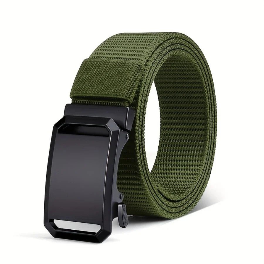 New Automatic Buckle Belt, Canvas Tactical Workwear Casual Outdoor Military Training Pants Belt For Men - Corkscrew Kid