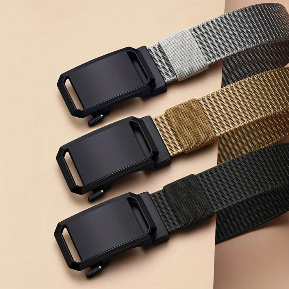 New Automatic Buckle Belt, Canvas Tactical Workwear Casual Outdoor Military Training Pants Belt For Men - Corkscrew Kid