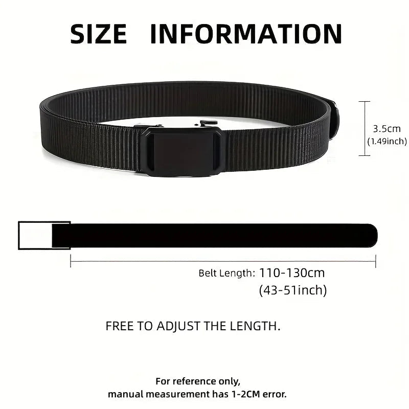 New Automatic Buckle Belt, Canvas Tactical Workwear Casual Outdoor Military Training Pants Belt For Men - Corkscrew Kid