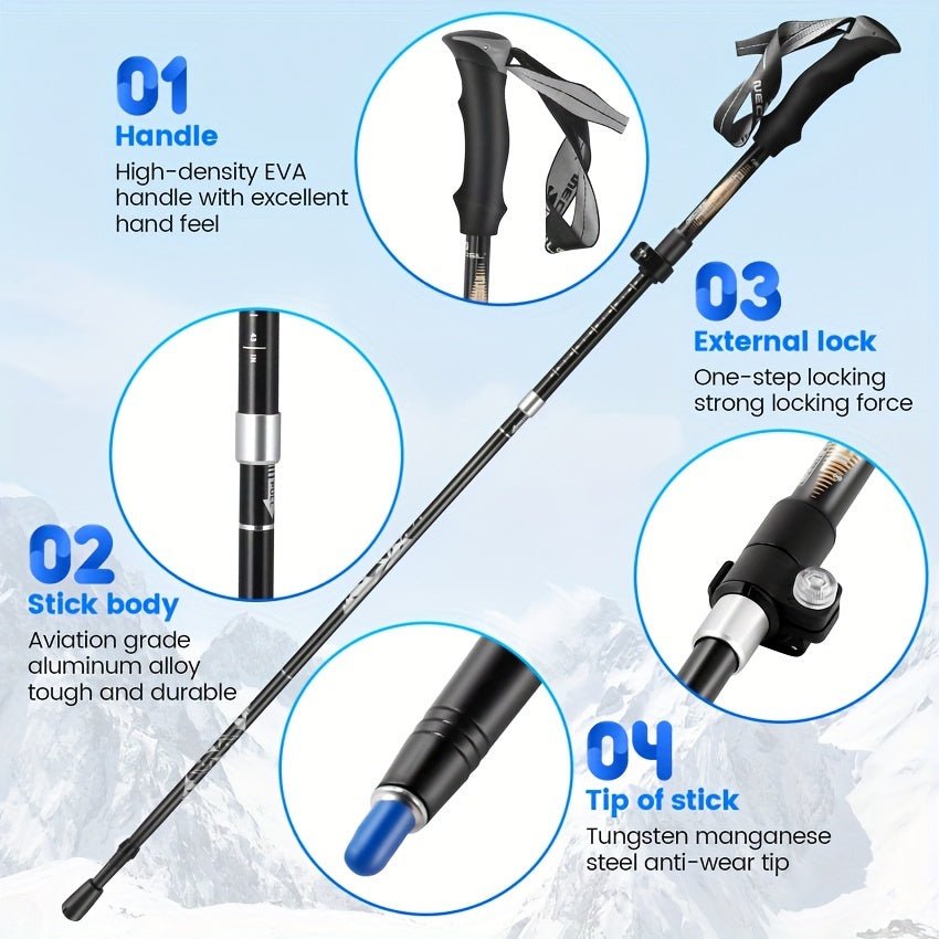 NNETM Aluminum Trekking Poles for Hiking - Corkscrew Kid
