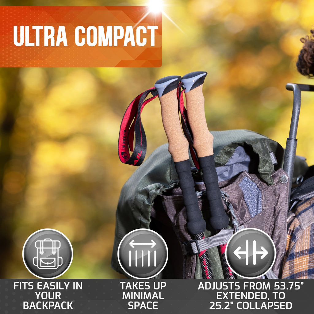 Pike Trail Carbon Fiber Trekking Poles – Lightweight, Adjustable Hiking Poles for Every Adventure - Corkscrew Kid