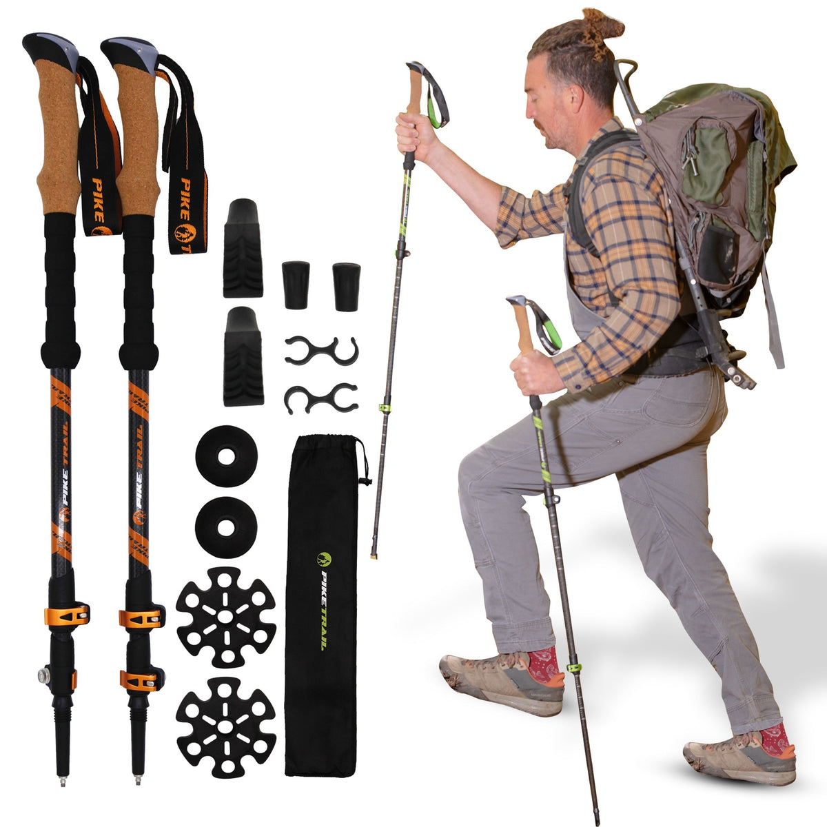 Pike Trail Carbon Fiber Trekking Poles – Lightweight, Adjustable Hiking Poles for Every Adventure - Corkscrew Kid