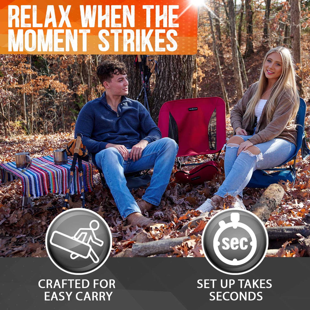 Pike Trail Ultralight Compact Outdoor Camping Tailgate Festival Beach Chair - Corkscrew Kid