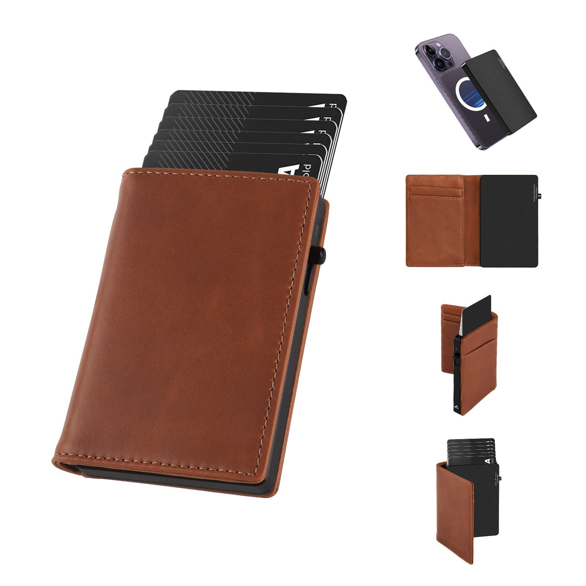TOYFID Aluminum Alloy Wallet With Genuine Leather Cover Men's Billfolds - Corkscrew Kid