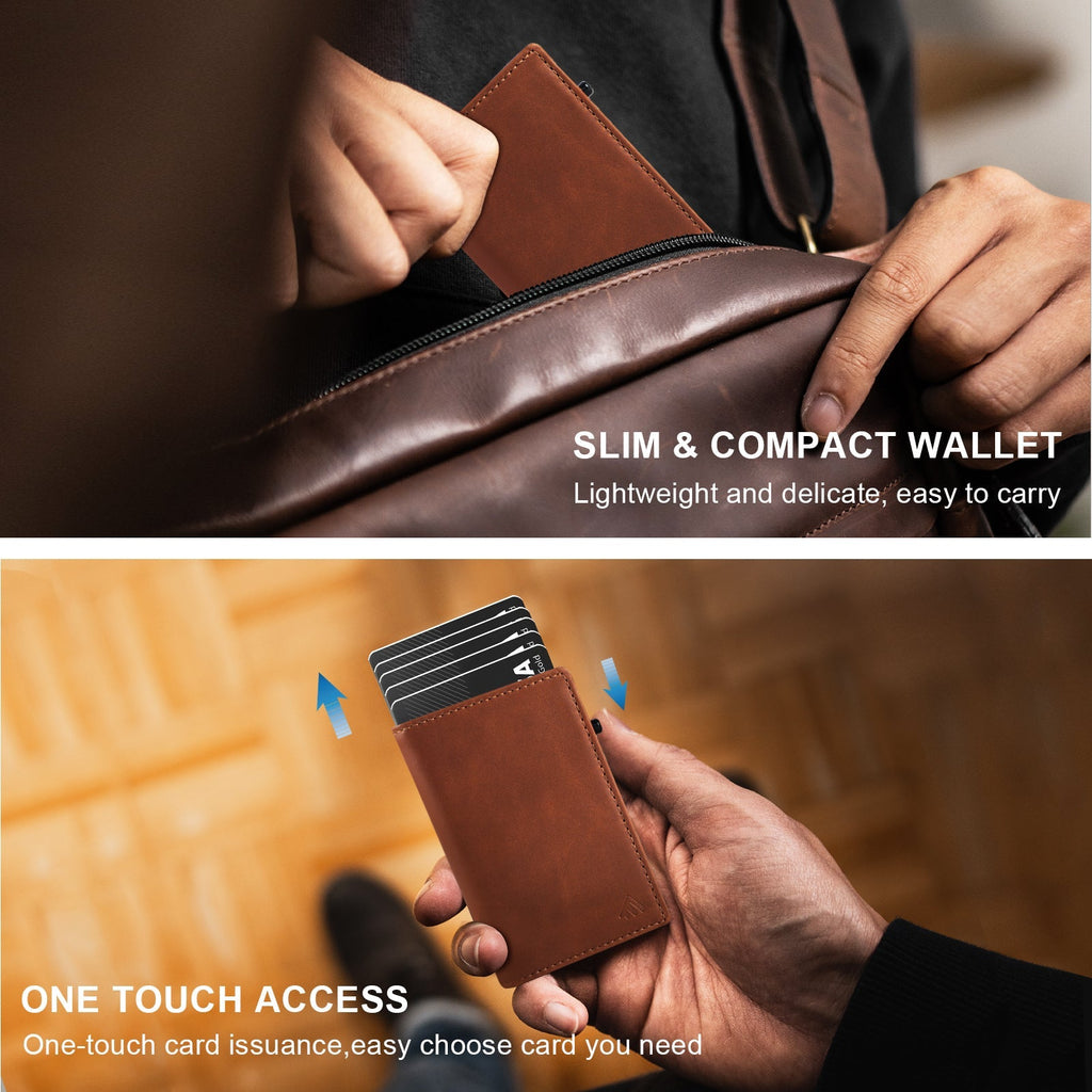 TOYFID Aluminum Alloy Wallet With Genuine Leather Cover Men's Billfolds - Corkscrew Kid