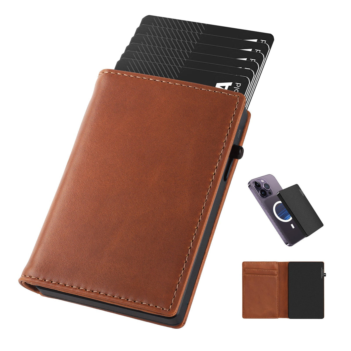 TOYFID Aluminum Alloy Wallet With Genuine Leather Cover Men's Billfolds - Corkscrew Kid