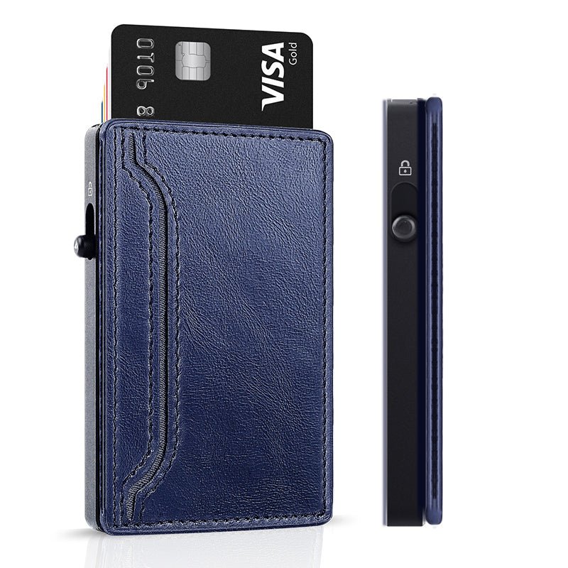 TOYFID Wallet With PU Leather Cover,Aluminum Alloy Pop Up Wallet Holder Card - Corkscrew Kid