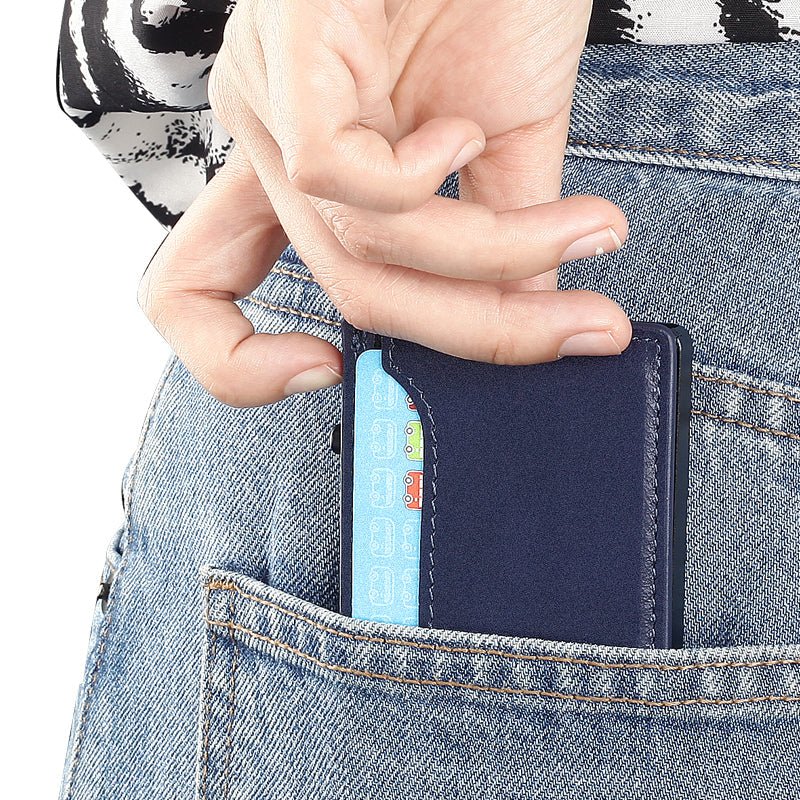 TOYFID Wallet With PU Leather Cover,Aluminum Alloy Pop Up Wallet Holder Card - Corkscrew Kid
