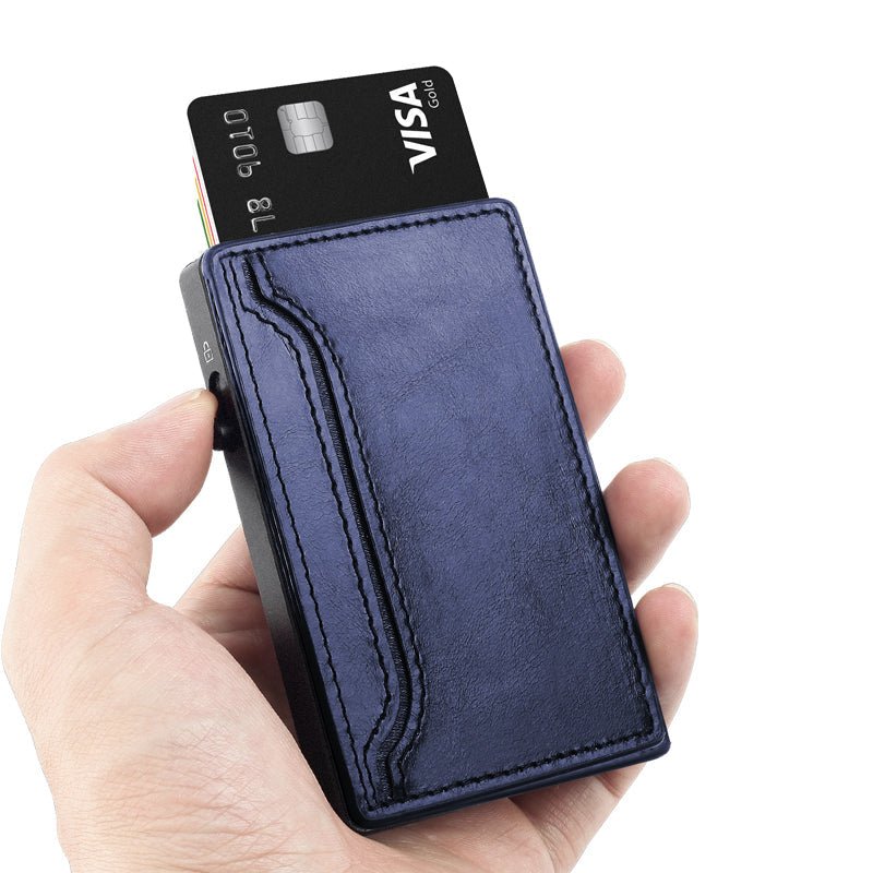 TOYFID Wallet With PU Leather Cover,Aluminum Alloy Pop Up Wallet Holder Card - Corkscrew Kid