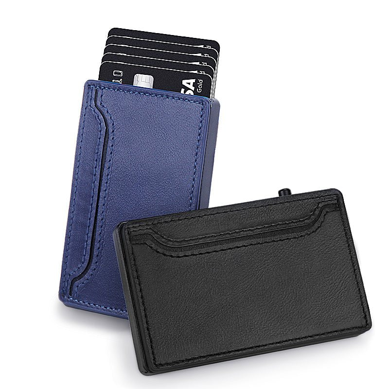 TOYFID Wallet With PU Leather Cover,Aluminum Alloy Pop Up Wallet Holder Card - Corkscrew Kid